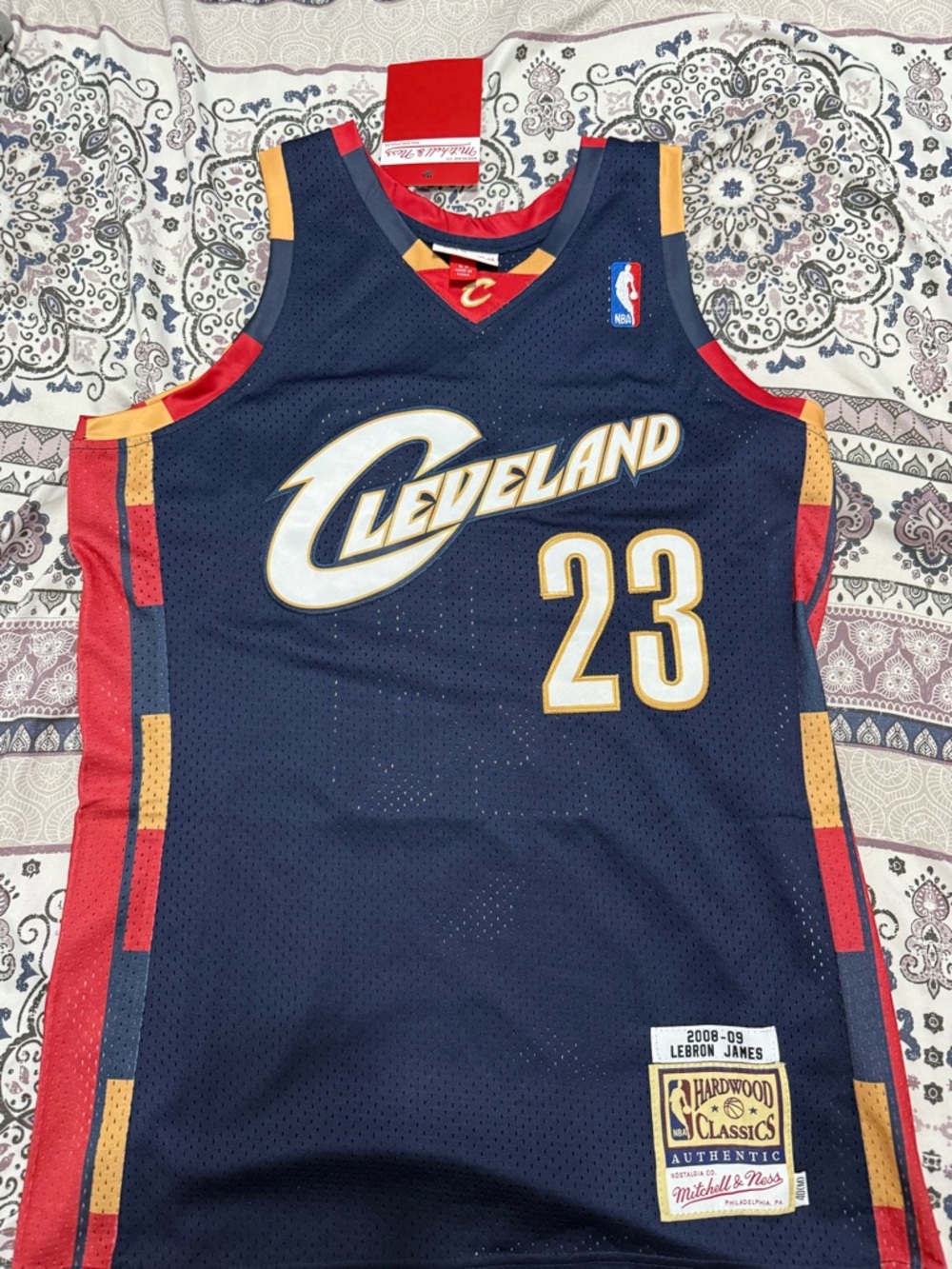 Mitchell & Ness Cleveland Cavaliers Navy Red Gold Hardwood Classics Jersey